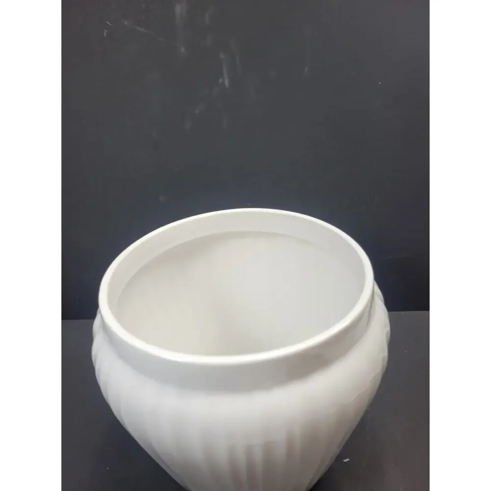 Vintage Corning Ware French White Cookie Jar Lid Casual China Ribbed Canister
